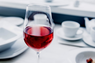 Red wine in a glass.