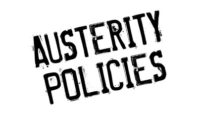 Austerity Policies rubber stamp. Grunge design with dust scratches. Effects can be easily removed for a clean, crisp look. Color is easily changed.