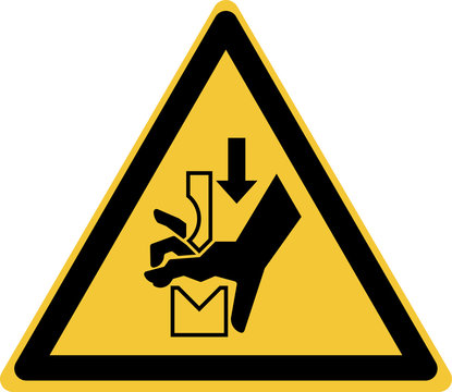 ISO 7010 W030 Warning; Hand crushing between press brake tool