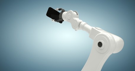 Composite image of composite image of robot with mobile phone 3d