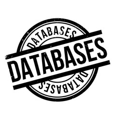 Databases rubber stamp. Grunge design with dust scratches. Effects can be easily removed for a clean, crisp look. Color is easily changed.