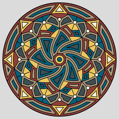 Colored mandala on the white background.Vector