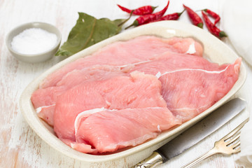 raw chicken with pink pepper and rosemary
