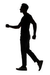 silhouette of man walk