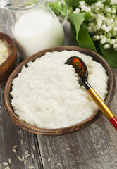 Rice porridge in a plate