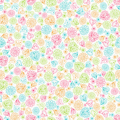 Seamless background with hearts and flowers for Valentines and invitation cards. Use for wallpaper, printing on the packaging paper, textiles.