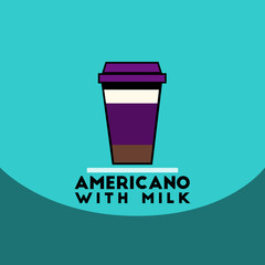 flat vector icon design collection americano with milk