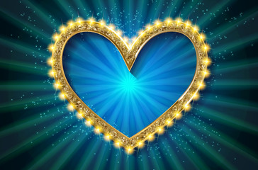 Frame cinema heart. Blue version.