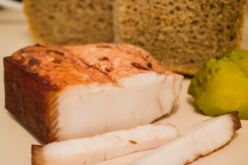 Salted pork fat, soaked in a broth of onion peel