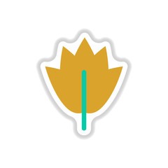 Label with leaf shadow vector icon design collection tree leaf