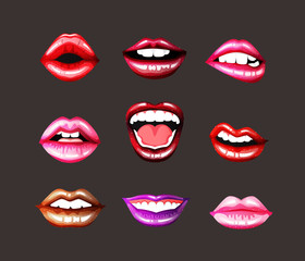 Obraz premium Lips set. Bright lip.
