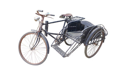 Fototapeta na wymiar old bicycle sidecar on white background