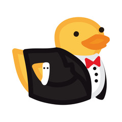 Funny yellow duck like groom