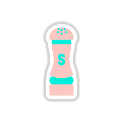 Label icon on design sticker collection salt shaker
