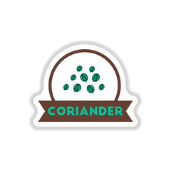 Label icon on design sticker collection kitchenware seasoning coriander with ribbon
