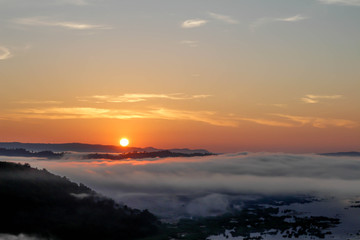 Fototapeta na wymiar Mist in sunrise