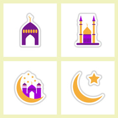 Label icon on design sticker collection ramadan Arabic assembly