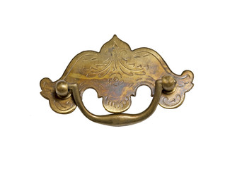 Old Brass drawer handle with decorative plate