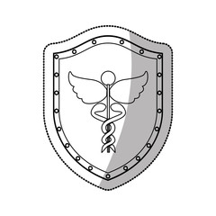 Medical equipment on shield icon vector illustration graphic design