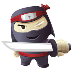 Serious ninja with sword. © ayax