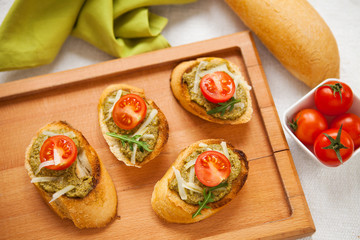 Fresh homemade antipasto Bruschetta