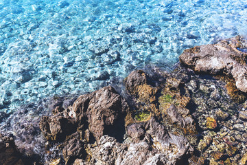 Clear water in the Adriatic Sea in Dubrovnik, Croatia