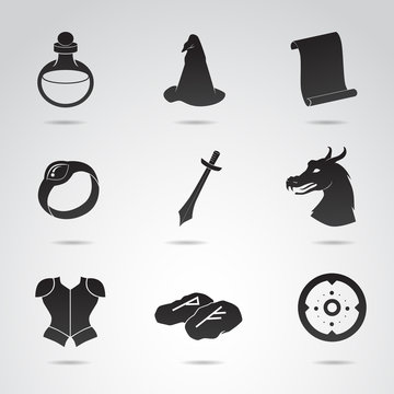 Fantasy vector icon set.