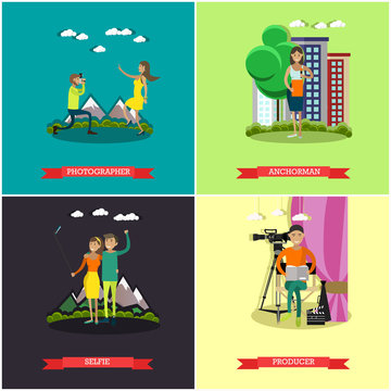 Vector set of photo and video concept posters, banners.