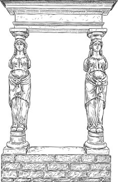 architectural detail in the shape of the two caryatids