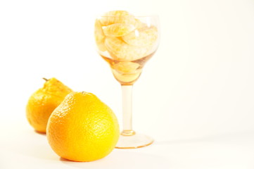 Ripe orange mandarins isolated on white background
