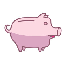 Piggy bank or money box symbol. Thin line linear vector illustration