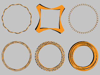 Set of grunge orange frames.