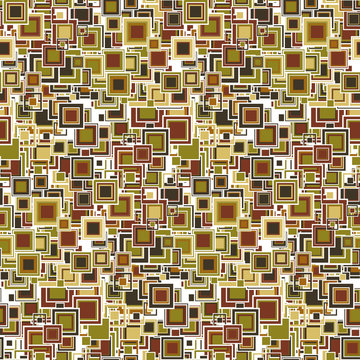 Geometric seamless pattern. The multicolored elements square shapes having different sizes, arranged in any order on white background. Design element.