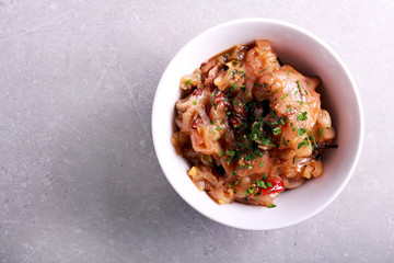 Braised pork feet in a bowl