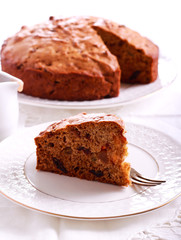 Date and raisin cake slice