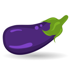 eggplant vegetable healthy nutrition icon. Vegetable organic food cartoon eggplant aubergine isolated on white background vector illustration