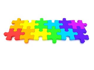 3D rendered Jigsaw Puzzle concept, depicting teamwork and connection