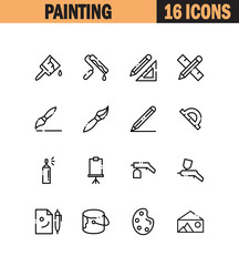 Painting flat icon set.