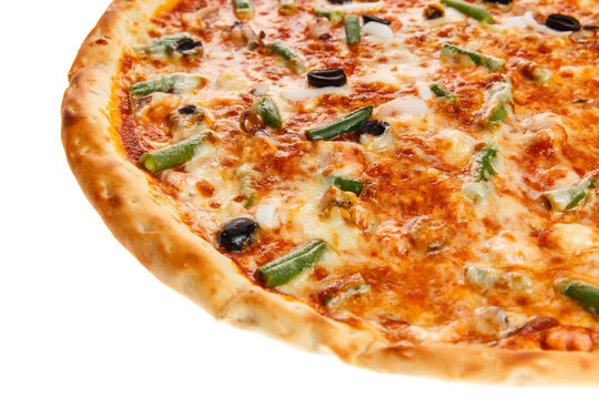 Part of delicious classic italian Seafood Pizza