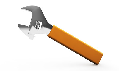 Adjustable wrench 3d render isolated on white