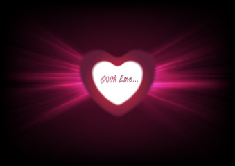 Hearts and glowing luminous effect background