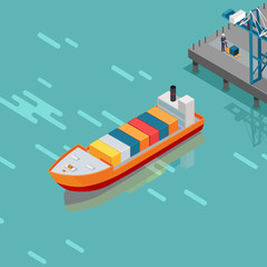 Obraz premium Cargo Port Illustration in Isometric Projection