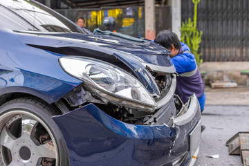 Car crash from car accident on the road