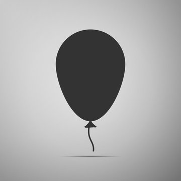 Balloon with ribbon flat icon on grey background. Vector Illustration
