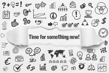 Time for something new! weißes Papier mit Symbole