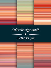 Horizontal colorful stripes abstract background, stretched pixels effect, seamless patterns, set.