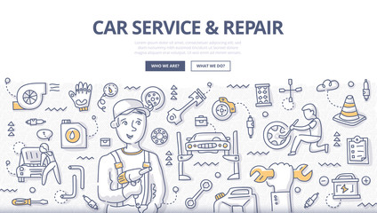 Car Service & Repair Doodle Concept