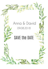 vector watercolor leaves invitaions