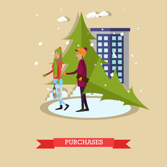 Vector illustration of holiday purchases design element in flat style