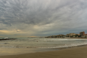 Temporal en playa de Benicassim (Castellón, España).